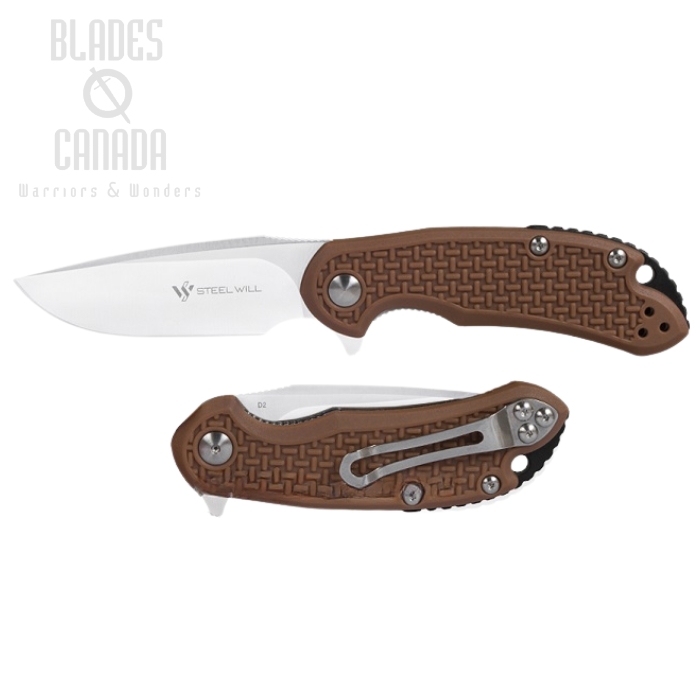 Steel Will Mini Cutjack Flipper Folding Knife, D2 Steel, FRN Tan, C22M-1TN